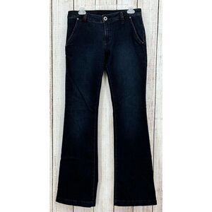 BCBGMaxAzria Bella Jeans Women's‎ Size 28 Mid Rise Dark Wash Flared Leg